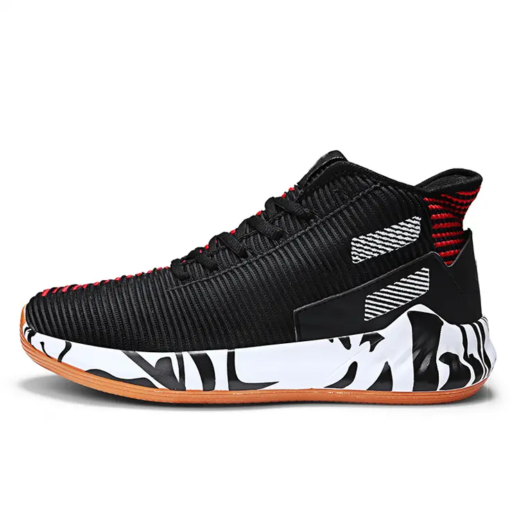 China Maker High Quality Custom Logo New Fashion Styles Knitted Sneaker Men Basketball Ball Shoes